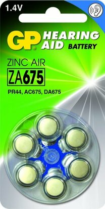 Zink Air hoorapparaat batterijen - ZA675-blister 6 stuks - GP