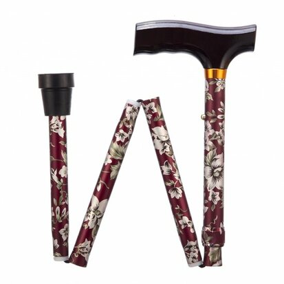 Opvouwbare wandelstok - burgundy 74 -84 cm