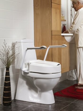 Hi Loo toiletverhoger vast met armleuning - hoogte 10 cm - Etac
