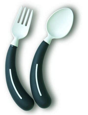 Bestek - vork linkshandig zwart - Henro-Grip
