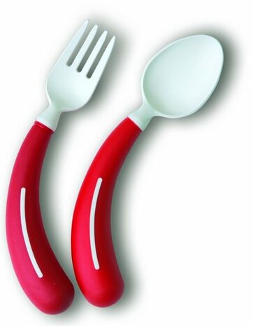 Bestek - vork linkshandig rood - Henro-Grip