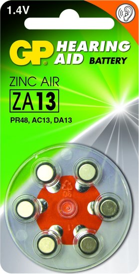 Zink Air hoorapparaat batterijen - ZA13-blister 6 stuks - GP