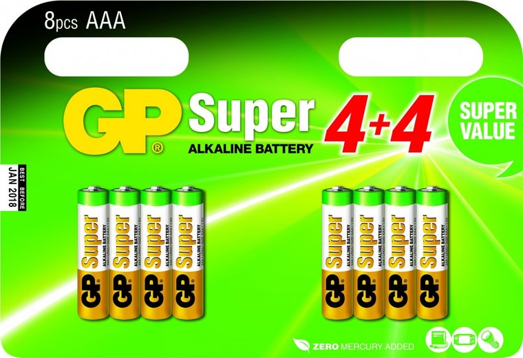AAA batterijen multipack - 8 stuks - GP