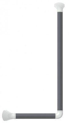 Wandbeugel zwart-grijs met afdekkappen in hoogglans wit - 90 graden gehoekt 60 x 30 cm - SecuCare