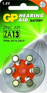 Zink Air hoorapparaat batterijen - ZA13-blister 6 stuks - GP